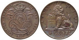 BELGIO. 5 Centimes 1847. Cu. SPL