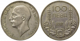 BULGARIA. Boris III. 100 Leva 1937. Ag. KM#45. BB+