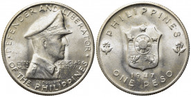 FILIPPINE. 1 Peso 1947. Ag. FDC