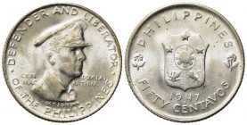 FILIPPINE. 50 Centavos 1947. Ag. FDC