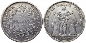 FRANCIA. 5 Francs 1876. Ag. qBB