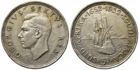 SUDAFRICA. Giorgio VI. 5 Shillings 1952. Ag. BB+