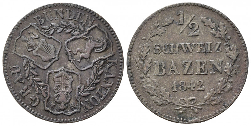 SVIZZERA. Graubunden. 1/2 bazen 1842. Mi. BB+