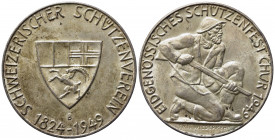 SVIZZERA. TIRI FEDERALI. Graubunden. Swiss Shooting medal. Federal Shooting Festival at Chur 1949. Ag. Krause 144. FDC