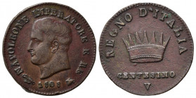 MILANO. Napoleone I re d'Italia (1805-1814). 1 Centesimo 1808 M. BB