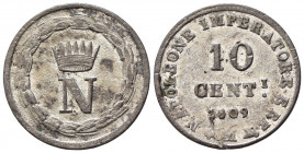 MILANO. Napoleone I re d'Italia (1805-1814). 10 centesimi 1809 M. Mi (1,86 g). Gig.198. qSPL
