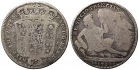 NAPOLI. Carlo di Borbone (1734-1759). Mezza piastra da 60 grana 1736. Ag. Magliocca 147. MB