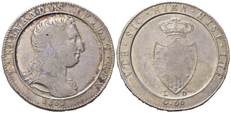 NAPOLI. Ferdinando IV (1759-1816). Mezza Piastra da 60 grana 1805. Ag (13.52 g)....