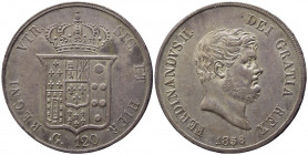 NAPOLI. Ferdinando II di Borbone (1830-1859). Piastra da 120 grana 1856. Ag (27,52 g - 37 mm). Magliocca 566. qFDC