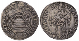 ROMA. Stato Pontificio. Paolo IV (1555-1559). Giulio Ag (3,09 g).qBB