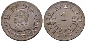 ROMA. Stato Pontificio. Pio IX (1846-1870). 1 centesimo 1867 anno XXII. Gig. 331 Raro. SPL