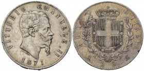 Vittorio Emanuele II (1861-1878). 5 lire 1871 M. Milano. Ag. BB