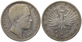 Vittorio Emanuele III (1900-1943). 2 Lire 1904 "Aquila Sabauda". Ag. Gig. 92. R2. BB