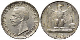 Vittorio Emanuele III (1900-1943). 5 Lire 1930 "Aquilino" Ag (5 g). Gig.77. qFDC