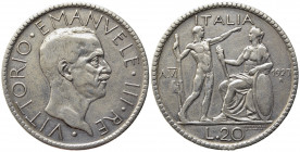 Vittorio Emanuele III (1900-1943). Roma. 20 lire Littore 1927 anno VI Ag (15 g - 35.6 mm). Gig. 36. MB-BB