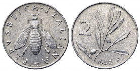 REPUBBLICA ITALIANA. 2 lire 1958 "Ulivo". Gig. 334 - R2. BB+
