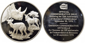 MEDAGLIE ESTERE. Medaglia 10° anniversario dell'indipendenza del Botswana 1976. Ag (19,86 g). Proof