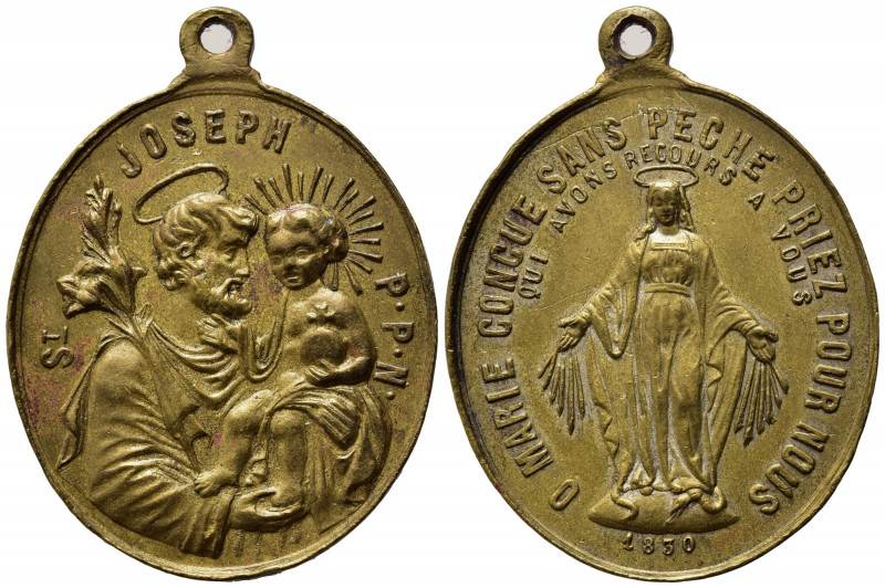 MEDAGLIE RELIGIOSE. Francia Medaglia 1830 con San Giuseppe, Bambinello e Beata V...