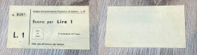 Campo Concentramento Prigionieri di Guerra. Buono da lire 2. Santarpia P.G. 31 (pag. 82) biglietti non riconosciuti, produzione anni '70. Buono stato.