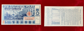 GERMANIA. Terzo Reich. Biglietto della lotteria 22-23 dicembre 1934. 1.500.000 ReichsMark. qFDS