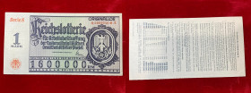 GERMANIA. Terzo Reich. Biglietto della lotteria 22-23 dicembre 1936. 1.600.000 ReichsMark. qFDS