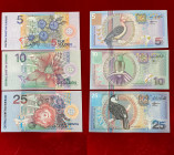 SURINAME. Lotto di 3 banconote. FDS