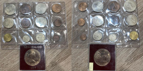 ESTERE. Lotto di 12 monete di area britannica assieme a dollaro 1977 Nuova Zelanda (Ni). FDC