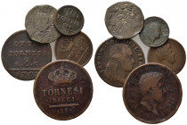 ZECCHE ITALIANE. NAPOLI. Lotto di 5 monete AE. Ferdinando II, Ferdinando IV, Filippo II. MB-BB