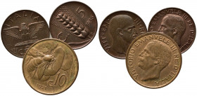 REGNO D'ITALIA. Vittorio Emanuele III - Lotto di 3 monete. Cu. SPL-FDC