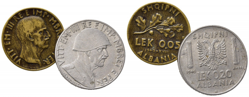 Vittorio Emanuele III (1900-1943). ALBANIA. Lotto di 2 monete. BB