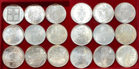 VATICANO. Paolo VI. Lotto di 9 monete da 500 lire in Ag. Da divisionale. FDC