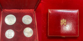 VATICANO. Cofanetto cardinalizio con 4 monete del giubileo 1950 (mancante oro). Al. FDC