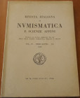 AA.VV. - Rivista italian di Numismatica. Vol. VI. Serie quinta. LX. Milano, 1958, pp. 177, ill. b/n in XIV tavole a fine testo, ottimo stato.
