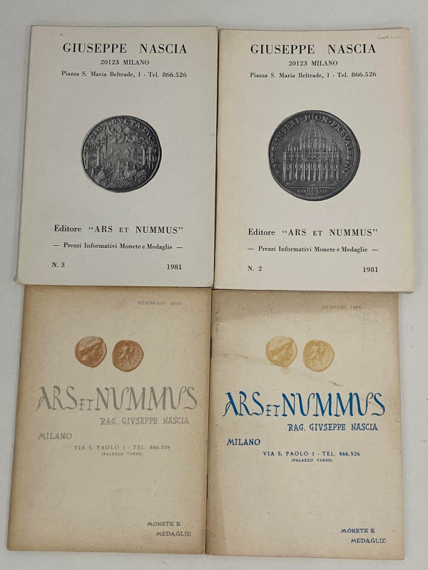 NASCIA G. - ARS ET Nummus. Lotto di 4 cataloghi (Gennaio 1960, febbraio 1960, 19...