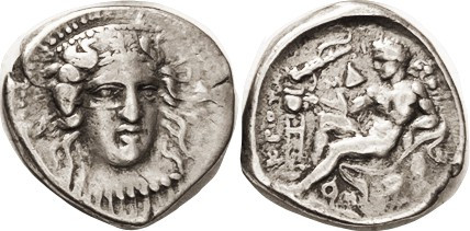 KROTON, Didrachm, 360-330 BC, Hera Lakinia bust 3/4 rt/Herakles recl l, on rock,...