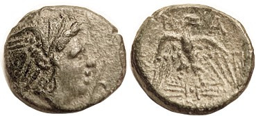 MACEDON, Perseus, 179-168 BC, Æ17x19, Perseus hd r, with harpa/Eagle on t-bolt, ...