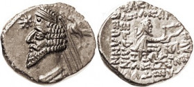 PARTHIA, Phraates IV, Drachm, Sell. 53.7, Mithradatkart; EF, centered & quite well struck for this usually crude issue; dark patina. (A GVF brought $2...