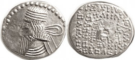 PARTHIA, Pakoros I, Drachm, Sellw.78.5, VF, well centered, sl crudeness with some flan flaws in face area.