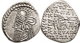 PARTHIA, Vologases IV, Drachm, Sellw.84.130, Choice EF, nrly centered, well struck, rev less crude than usual. Good metal with lt tone. Scarcer variet...