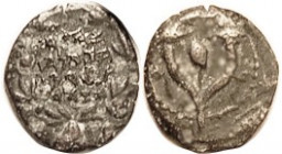 Judah Aristobulus I, 104 BC, Prutah, H-1143, AJC Ja2, AVF, rev sl off-ctr, brown, sl crude, lgnd mostly clear. (A VF realized $318, Kunker 10/20.)