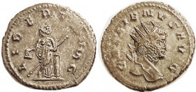 GALLIENUS, Ant, LIBERT AVG, Libertas stg l, S; EF, well centered, small wkly struck area at edge each side; good medium brown surfaces. Sharp portrait...