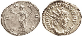 POSTUMUS, Ant, PAX AVG, Pax stg l, Choice VF+, centered, good strike, lustrous silvered surfaces with lt tone. (A GVF brought $112, CNG eAuc 4/11.)