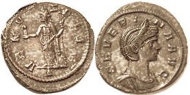 SEVERINA, Denarius, VENVS FELIX, Venus stg l, Delta below; EF, sl off-ctr but nothing lost, brown surfaces with some patchy silvering; very sharp port...