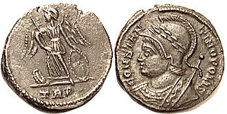 COMMEMORATIVE, Æ3/4, CONSTANTINOPOLIS bust l/ Victory on prow, TRP; Nice EF, wel...