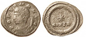 COMMEMORATIVE, Æ4, POP ROMANVS ("Father Rome") bust l/Star & CONSB in wreath; F+, well centered, dark brown patina. Scarce type. (An AVF brought $81 i...