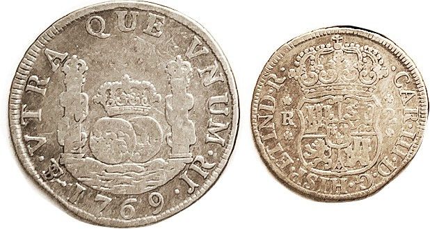 BOLIVIA, 2 Reales, 1769, Pillar type, Rounded 9, nice F, slightest shortness of ...