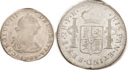 BOLIVIA, 2 Reales, 1781-PR, AF, minor rev wkness, portrait shows detail, good metal with nice lt tone, few minor rim dings.