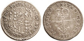 BRIT. WEST INDIES, 1/16 Dollar, 1822, AF/F-VF, some tiny marks obv, not bad, ltly toned.