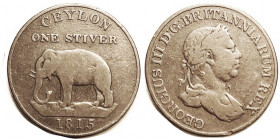 CEYLON, Stiver, 1815, Geo III bust/Elephant, VG+, nice for grade, problem free.