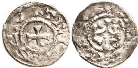 FRANCE, Troyes, Eudes II & successors, Ar Denier, 1048-63, 20 mm, Karolus monogram/ cross; F-VF or better but rather crude strike with some wkness. Ex...